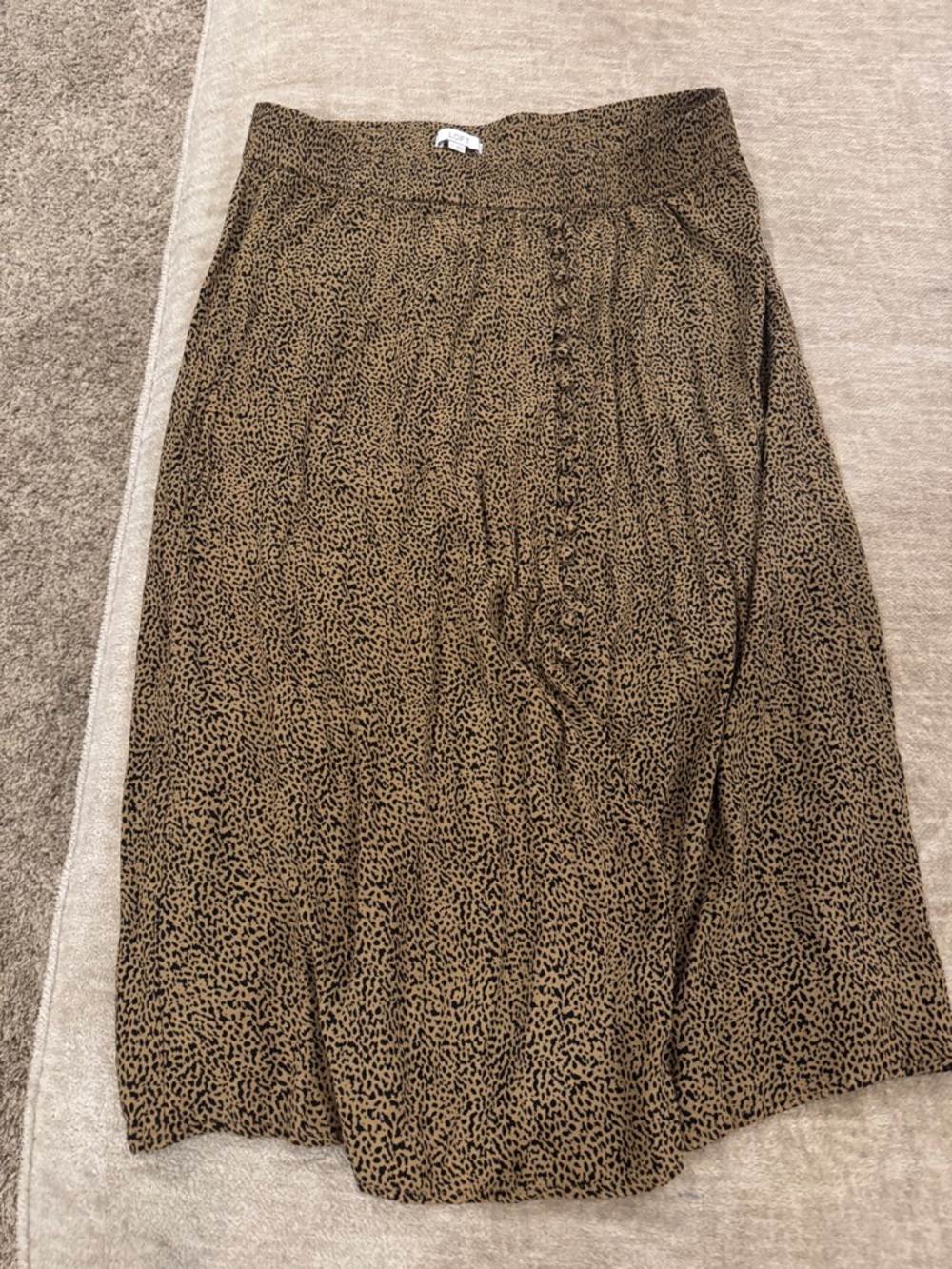 LOFT Brown and Black Animal Print Midi Skirt